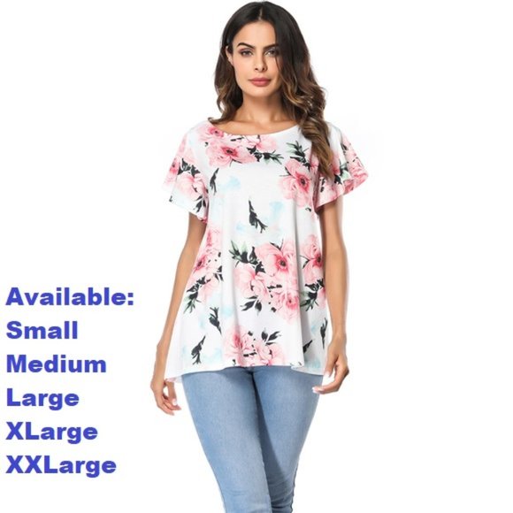 Blanca Line Tops - White Floral Blouse